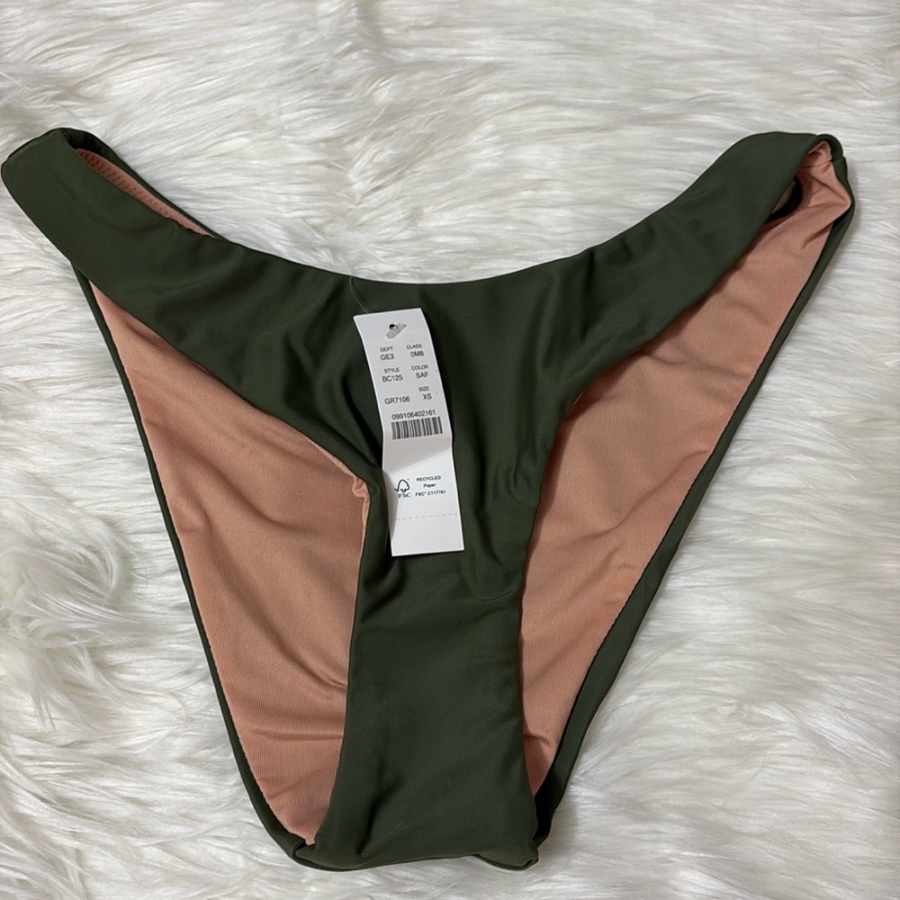 NWT J. Crew Green Bikini Swim Bottoms Only XS